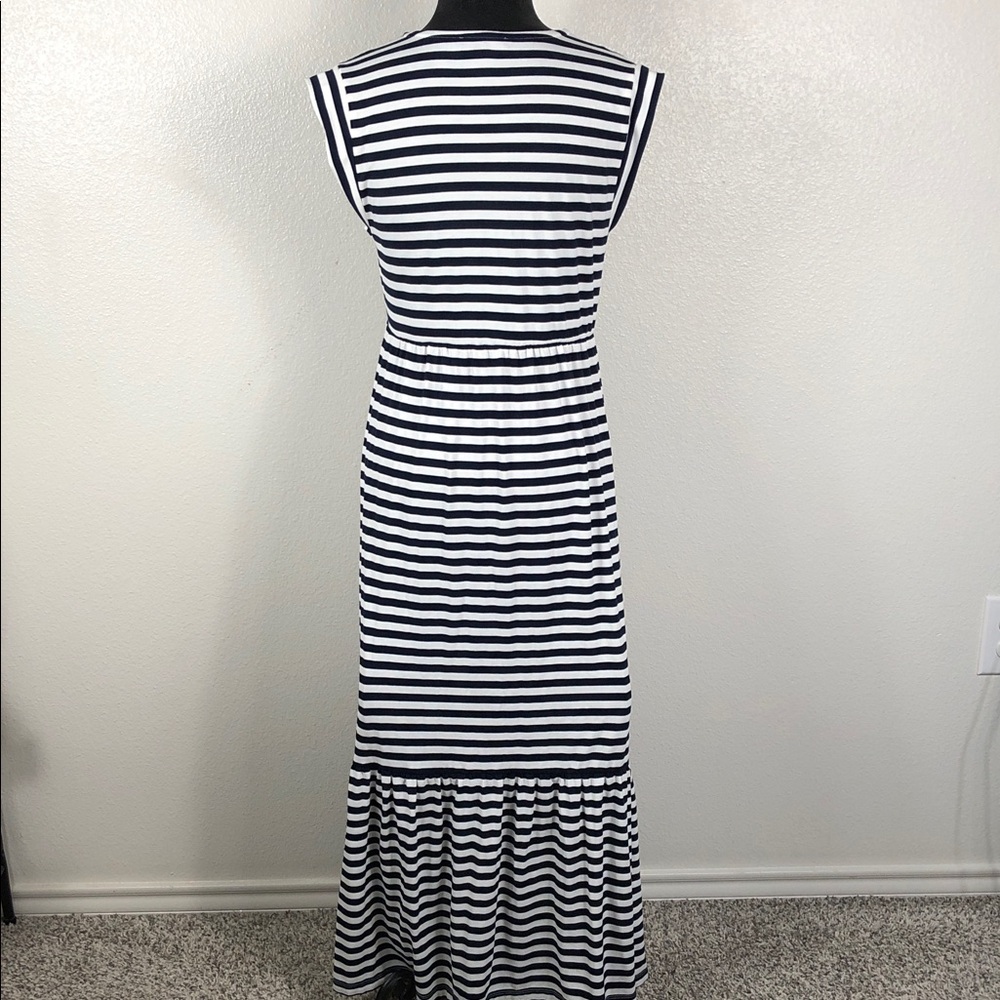 Tommy Hilfiger Maxi Dress Navy and White Striped Cap Sleeve Women’s Size Small - Picture 2 of 9